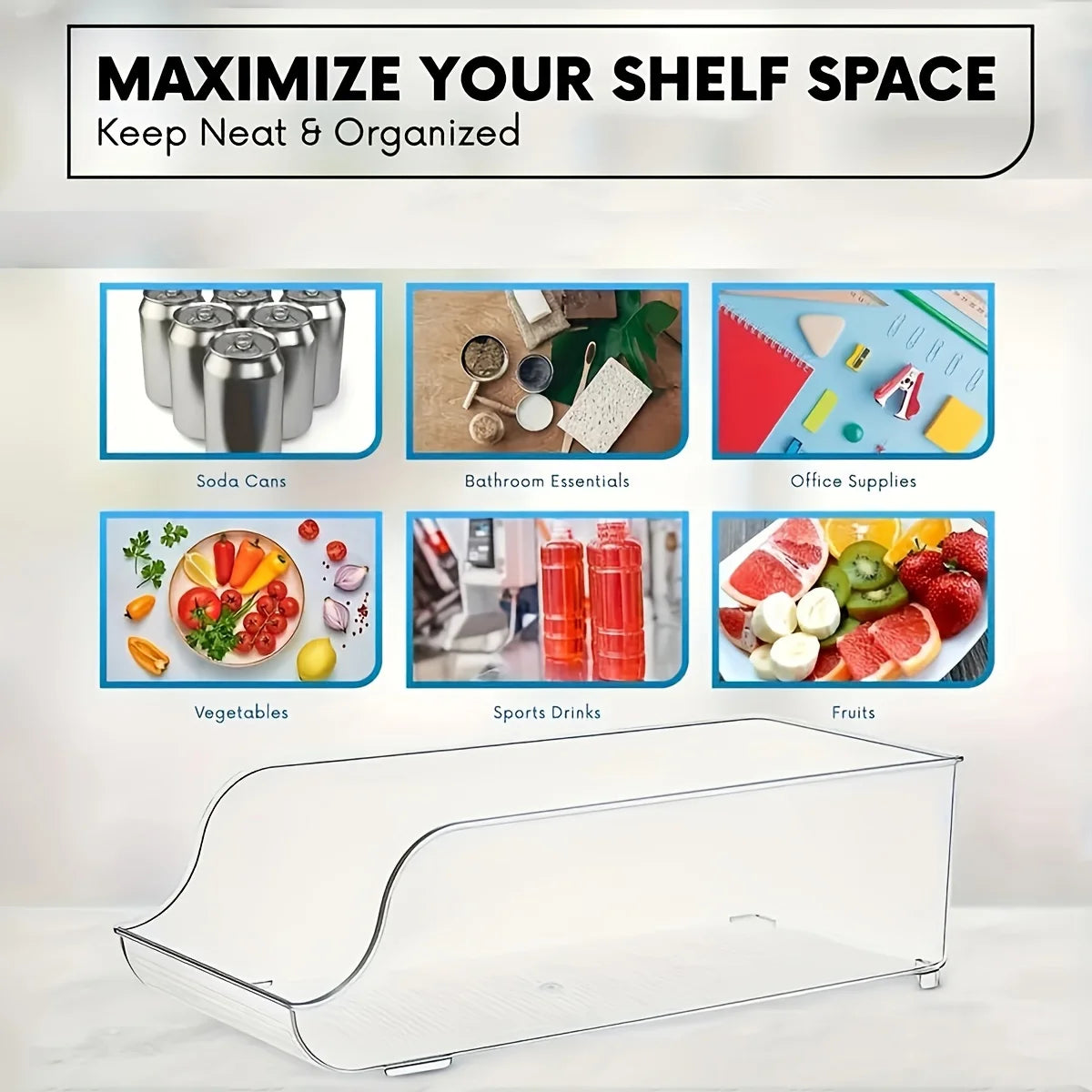 1/2 Pack Drink Dispenser Organizer for Refrigerator, Clear Plastic Tall Skinny Soda Pop Cans Holder Container Storage Bin