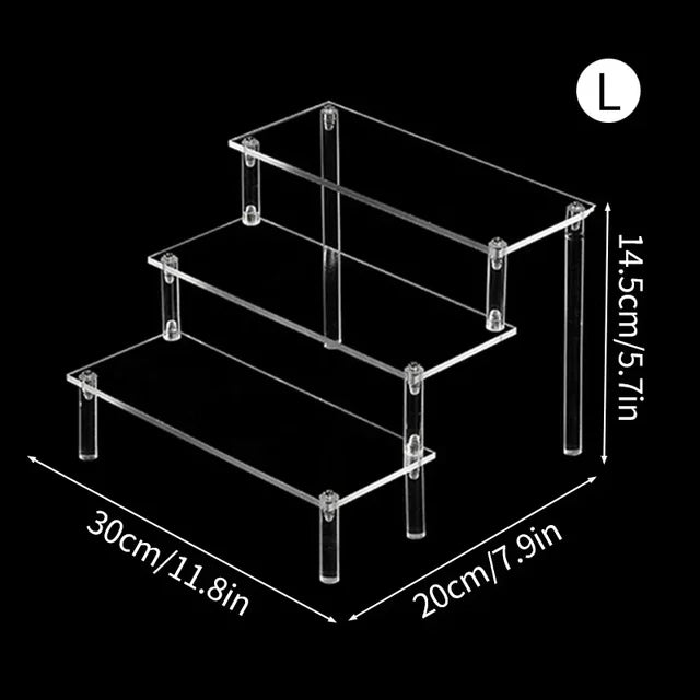 1-3 Tier Acrylic Display Stand Rack Transparent Display Riser Storage Racks Cupcake Dessert Perfume Doll Figures Organizer Shelf