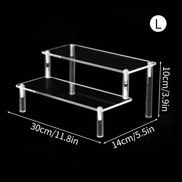 1-3 Tier Acrylic Display Stand Rack Transparent Display Riser Storage Racks Cupcake Dessert Perfume Doll Figures Organizer Shelf