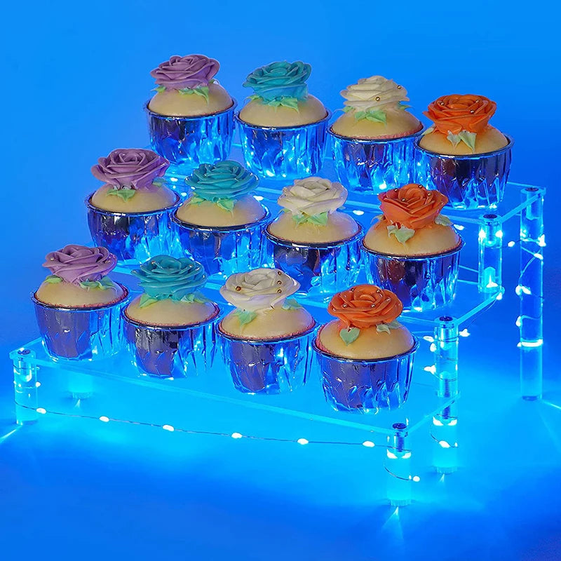 1-3 Tier Acrylic Display Stand Rack Transparent Display Riser Storage Racks Cupcake Dessert Perfume Doll Figures Organizer Shelf