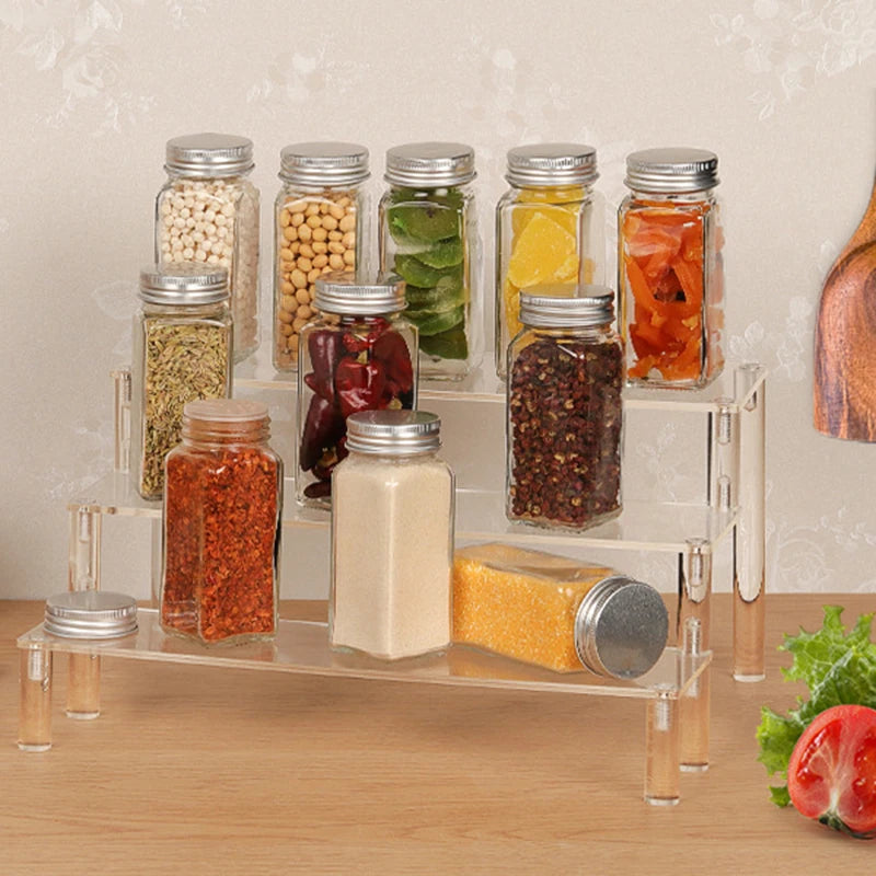 1-3 Tier Acrylic Display Stand Rack Transparent Display Riser Storage Racks Cupcake Dessert Perfume Doll Figures Organizer Shelf