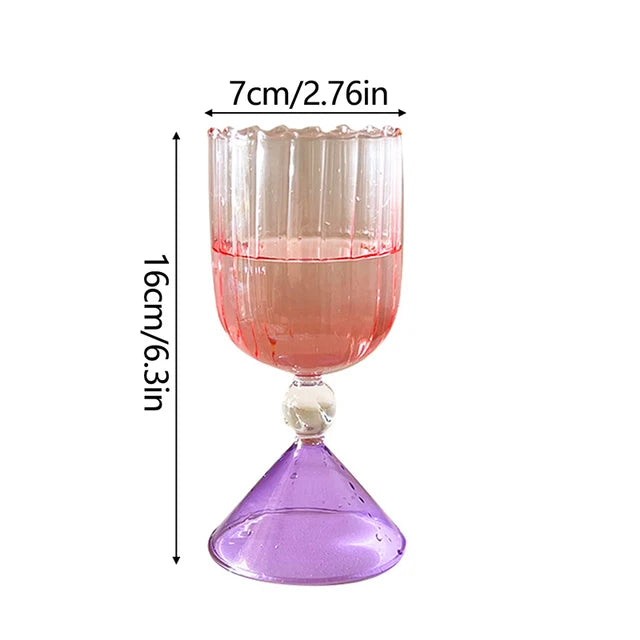 1PC Creative Geometry Glass Gradient Champagne Wine Cup Personality Ice Cream Dessert Pudding Drink Whisky Goblet Bowl