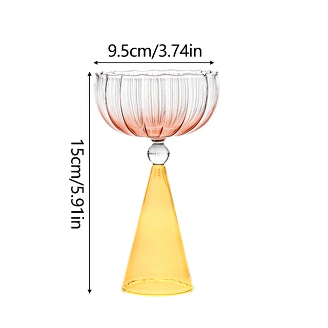 1PC Creative Geometry Glass Gradient Champagne Wine Cup Personality Ice Cream Dessert Pudding Drink Whisky Goblet Bowl