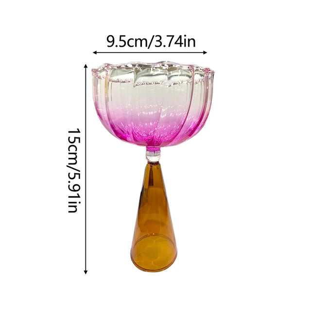 1PC Creative Geometry Glass Gradient Champagne Wine Cup Personality Ice Cream Dessert Pudding Drink Whisky Goblet Bowl