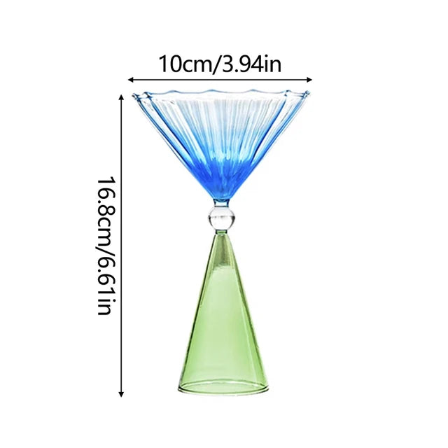 1PC Creative Geometry Glass Gradient Champagne Wine Cup Personality Ice Cream Dessert Pudding Drink Whisky Goblet Bowl