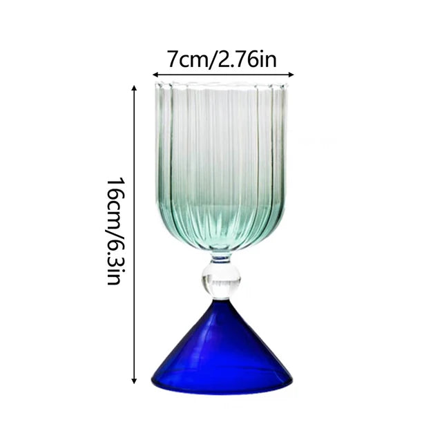 1PC Creative Geometry Glass Gradient Champagne Wine Cup Personality Ice Cream Dessert Pudding Drink Whisky Goblet Bowl