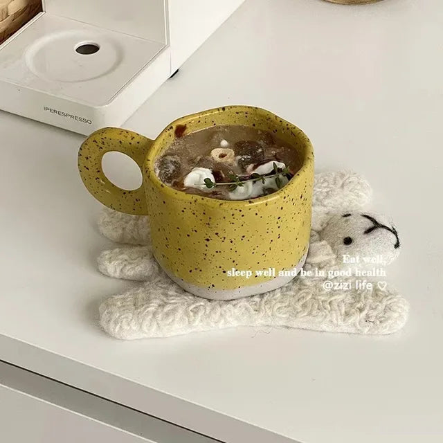 1pcs Ceramic Mugs Ring Handl Coffee Milk Modern Print Porcelain Mug Handmade Ceramic Hot Chocolate Cup Couple Handgrip Cups