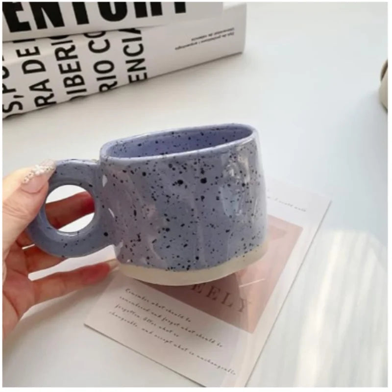 1pcs Ceramic Mugs Ring Handl Coffee Milk Modern Print Porcelain Mug Handmade Ceramic Hot Chocolate Cup Couple Handgrip Cups