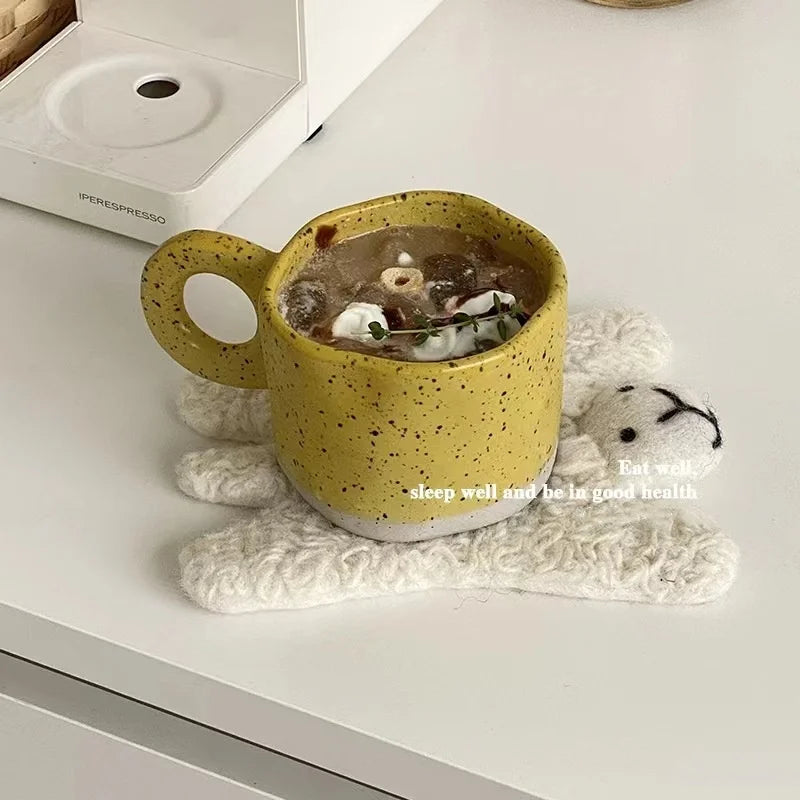 1pcs Ceramic Mugs Ring Handl Coffee Milk Modern Print Porcelain Mug Handmade Ceramic Hot Chocolate Cup Couple Handgrip Cups