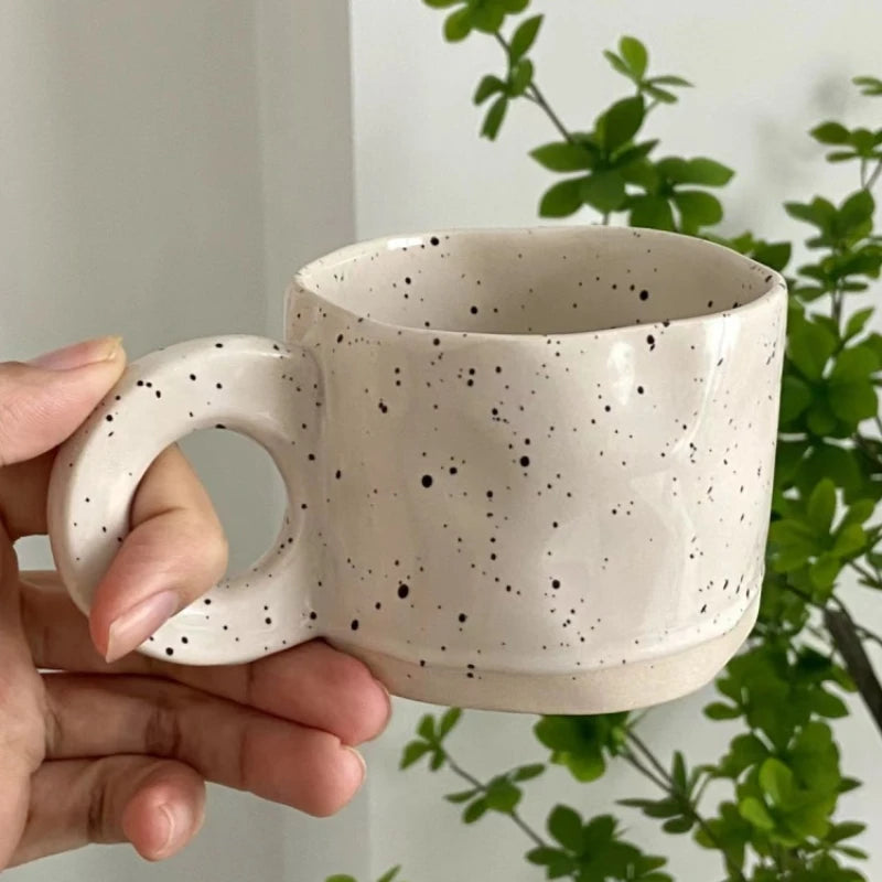 1pcs Ceramic Mugs Ring Handl Coffee Milk Modern Print Porcelain Mug Handmade Ceramic Hot Chocolate Cup Couple Handgrip Cups