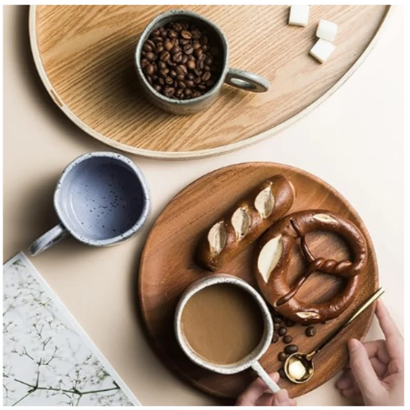 1pcs Ceramic Mugs Ring Handl Coffee Milk Modern Print Porcelain Mug Handmade Ceramic Hot Chocolate Cup Couple Handgrip Cups