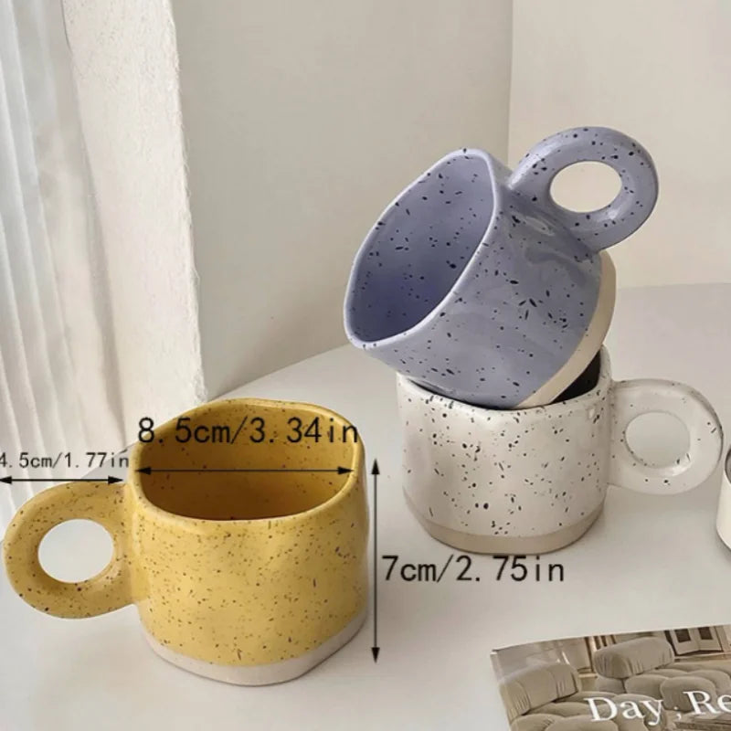 1pcs Ceramic Mugs Ring Handl Coffee Milk Modern Print Porcelain Mug Handmade Ceramic Hot Chocolate Cup Couple Handgrip Cups