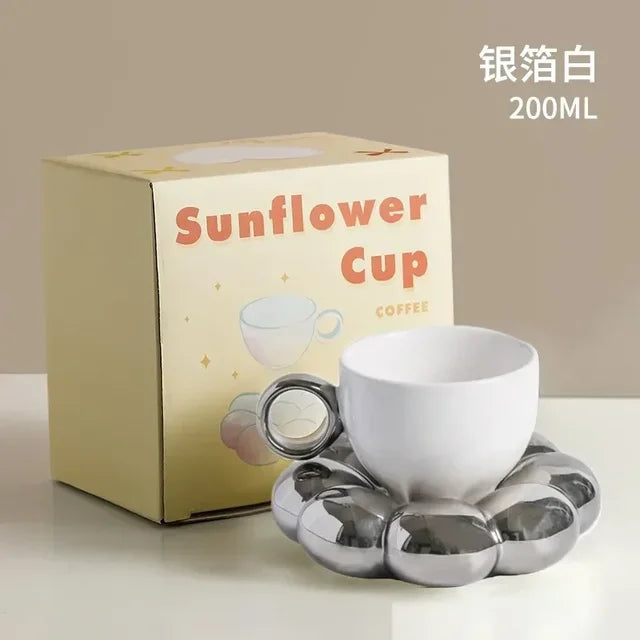 200ml Ceramic Mug Cute Cloud Decorative Plate Coffee Cup Set Creative Ceramic Cup Gift Box Modern Living Room Home Decoration