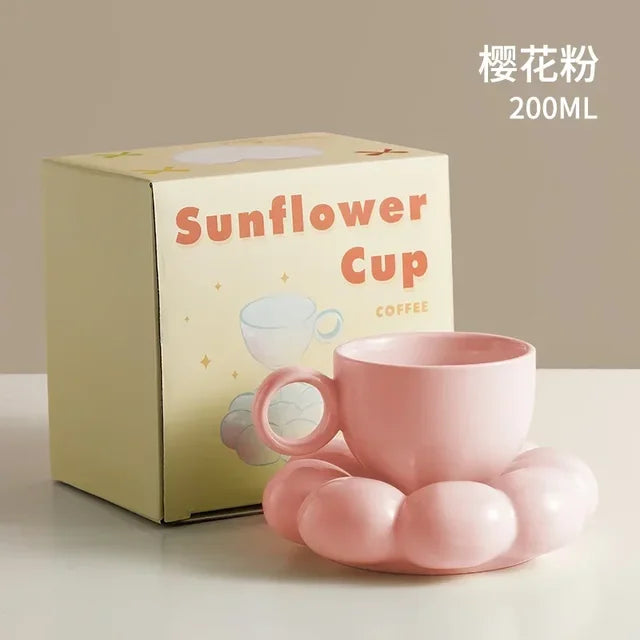 200ml Ceramic Mug Cute Cloud Decorative Plate Coffee Cup Set Creative Ceramic Cup Gift Box Modern Living Room Home Decoration