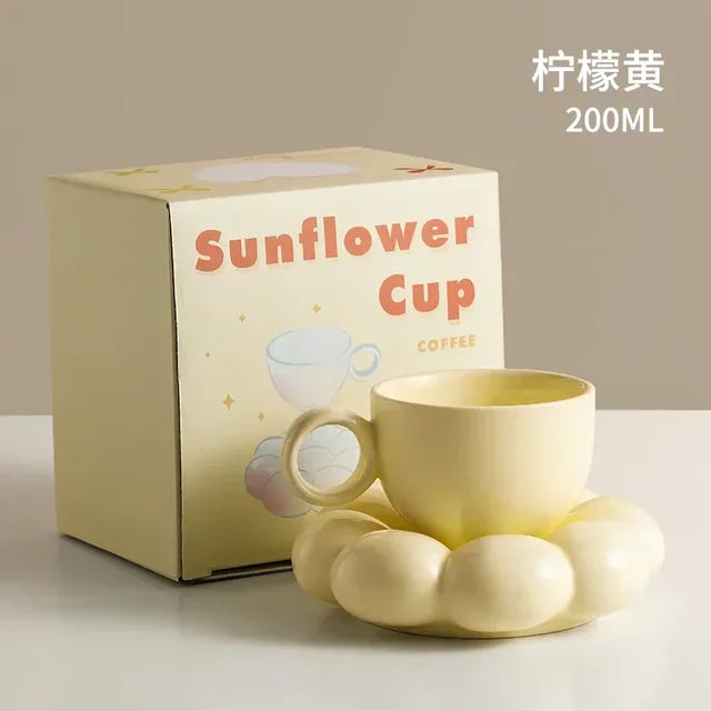 200ml Ceramic Mug Cute Cloud Decorative Plate Coffee Cup Set Creative Ceramic Cup Gift Box Modern Living Room Home Decoration