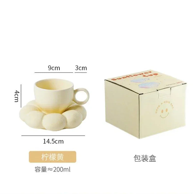 200ml Ceramic Mug Cute Cloud Decorative Plate Coffee Cup Set Creative Ceramic Cup Gift Box Modern Living Room Home Decoration