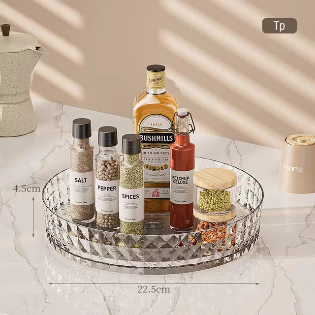 360 Rotating Seasoning Storage Rack Multifunction Pantry Cabinet Turntable for Cosmetics Kitchen Accessories Organizer Tray