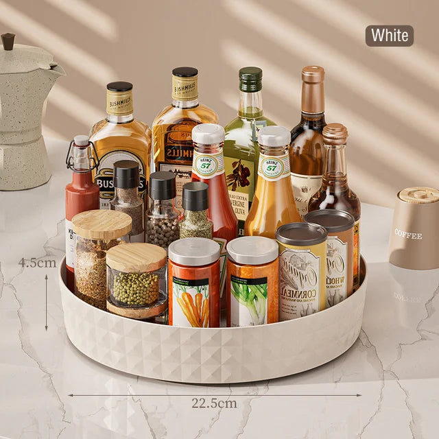 360 Rotating Seasoning Storage Rack Multifunction Pantry Cabinet Turntable for Cosmetics Kitchen Accessories Organizer Tray