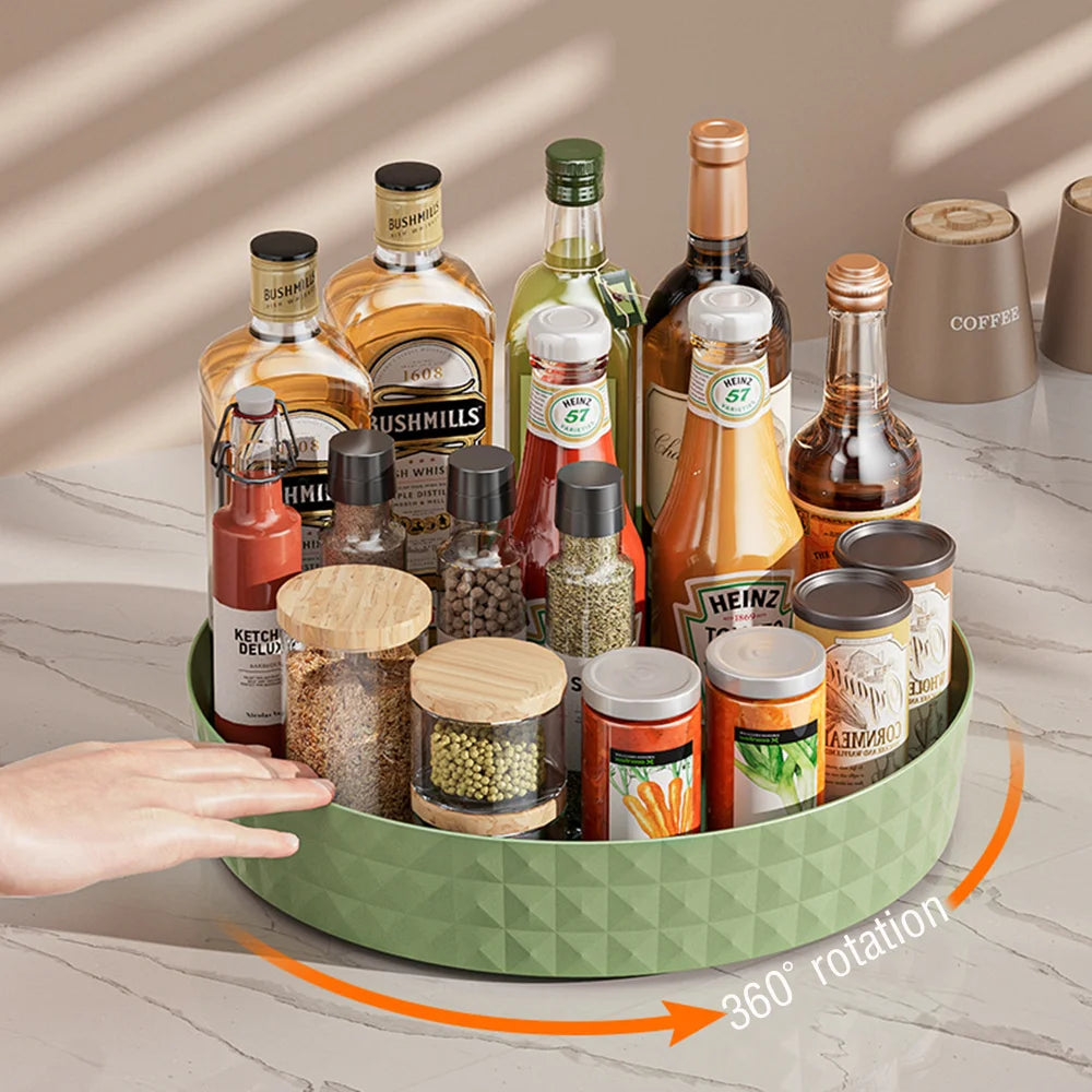 360 Rotating Seasoning Storage Rack Multifunction Pantry Cabinet Turntable for Cosmetics Kitchen Accessories Organizer Tray