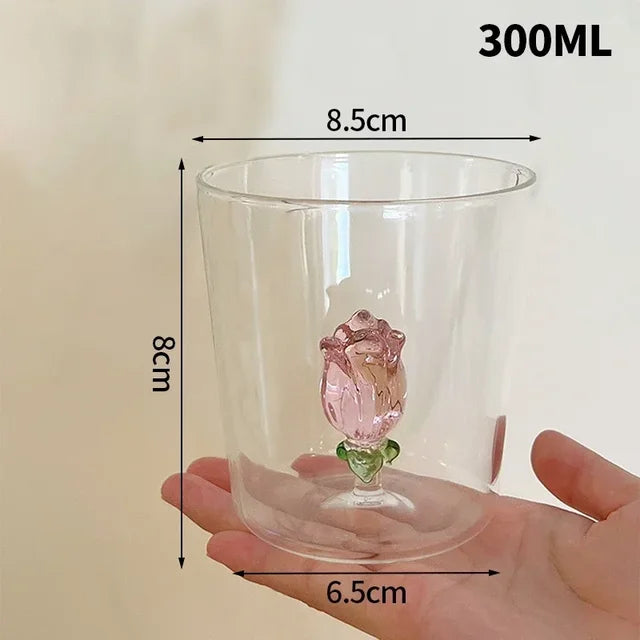 3D Creative Glass Cups Transparent Mugs with Handle Coffee Cup Cute Water Bottles Heat Resistant Milk Coupe Best Festival Gifts