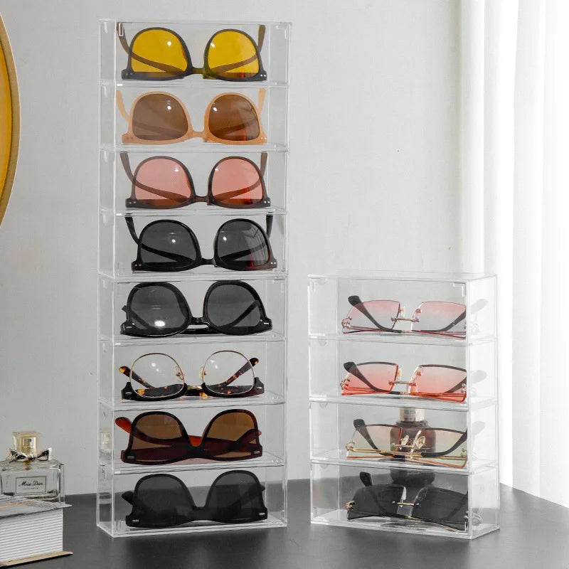 4-layer Plastic Drawer Storage Box Transparent Dustproof Glasses Cosmetic Desktop Stationery Storage Rack