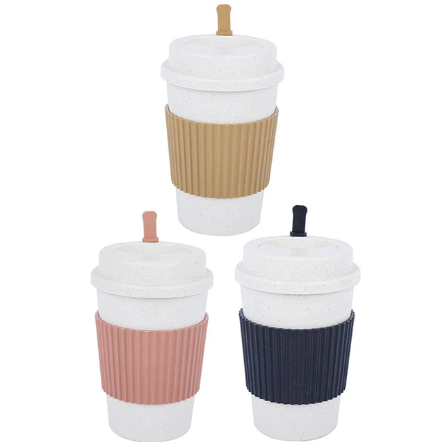 450Ml Koffiekopjes Met Deksels Tarwestro Herbruikbare Draagbare Koffiekop Vaatwasser Veilig Koffiemok Koffie Thee Reisbekers