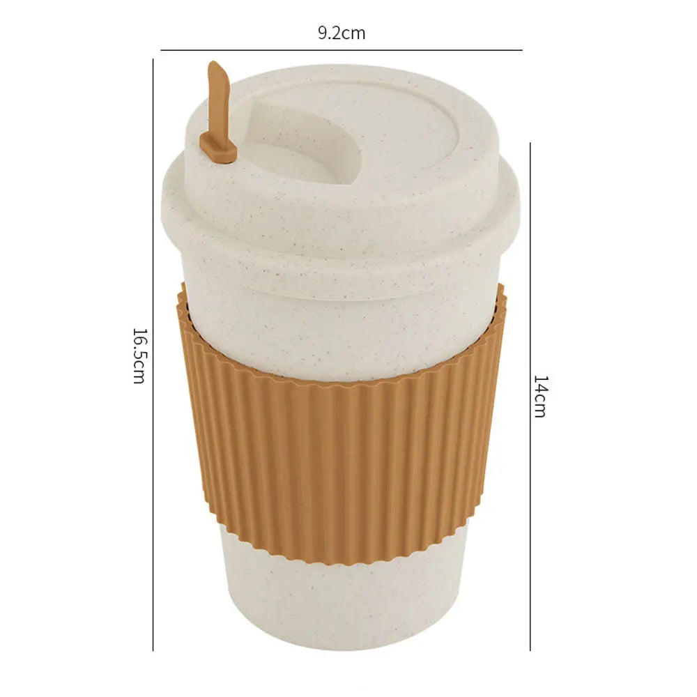 450Ml Koffiekopjes Met Deksels Tarwestro Herbruikbare Draagbare Koffiekop Vaatwasser Veilig Koffiemok Koffie Thee Reisbekers