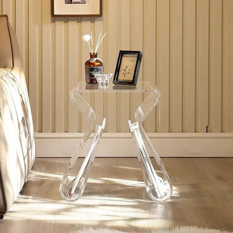 Acrylic Transparent Sofa Side Table Home Light Luxury Coffee Table Corner Table Designer House Minimalist Bedside Small Desk