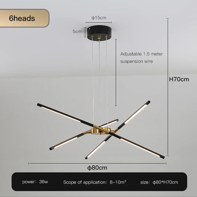Designer Stick Shape Chandelier for Living Room Dining Tables Kitchen Island Loft Ceiling Suspension LED Lighting Fixtures Decor