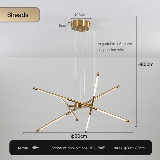 Designer Stick Shape Chandelier for Living Room Dining Tables Kitchen Island Loft Ceiling Suspension LED Lighting Fixtures Decor