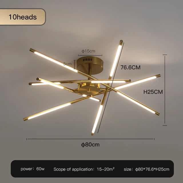 Designer Stick Shape Chandelier for Living Room Dining Tables Kitchen Island Loft Ceiling Suspension LED Lighting Fixtures Decor