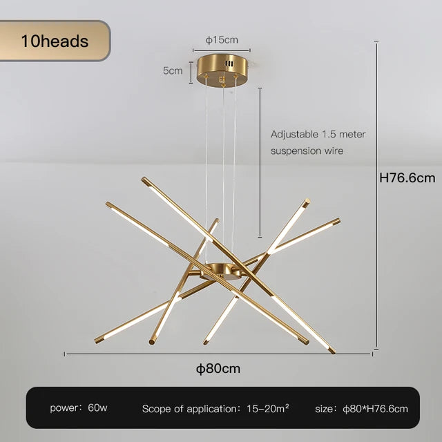 Designer Stick Shape Chandelier for Living Room Dining Tables Kitchen Island Loft Ceiling Suspension LED Lighting Fixtures Decor