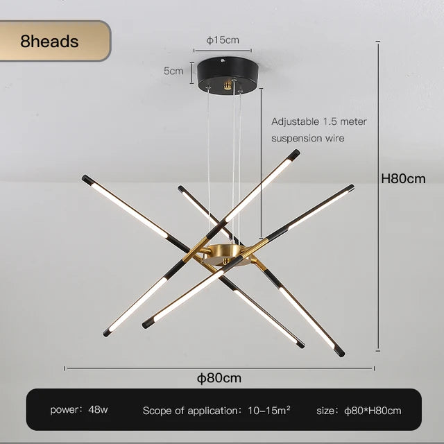 Designer Stick Shape Chandelier for Living Room Dining Tables Kitchen Island Loft Ceiling Suspension LED Lighting Fixtures Decor