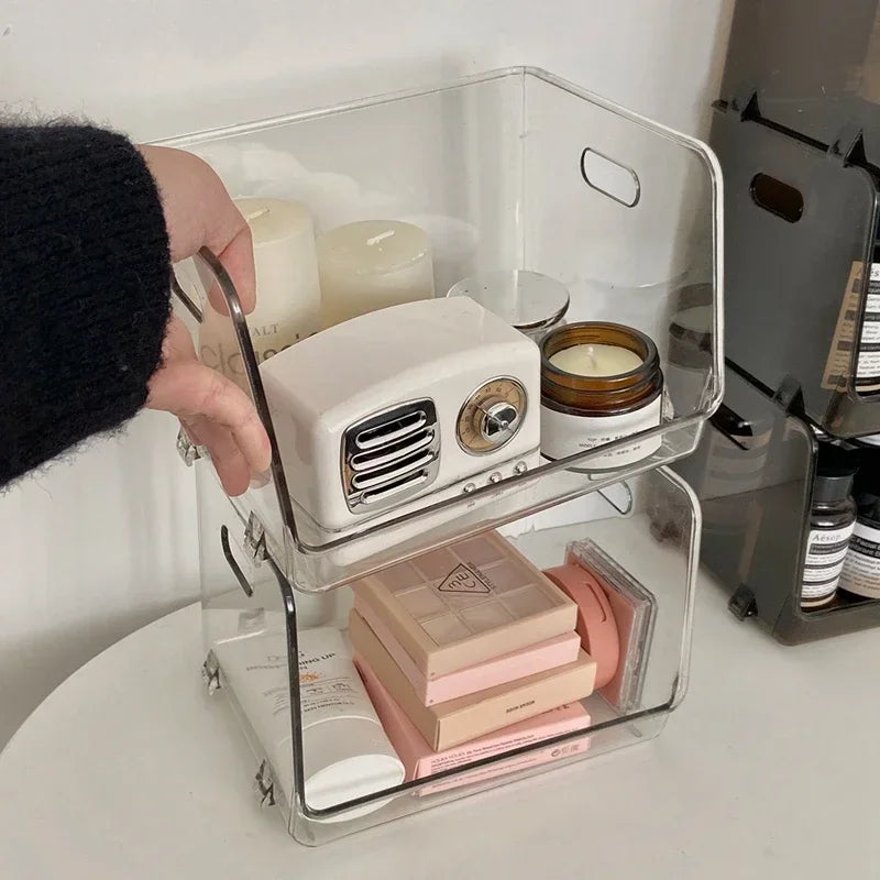 Desktop Storage Rack Cosmetics Storage Box Makeup Storage Shelves Transparent Multifunctional Sundries Organizer Shelf
