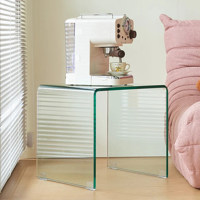 Glass Transparent Low Coffee Table Mobile Wheel Sofa Tray Unique Side Table Kitchen Bedroom Stolik Kawowy Living Room Furniture
