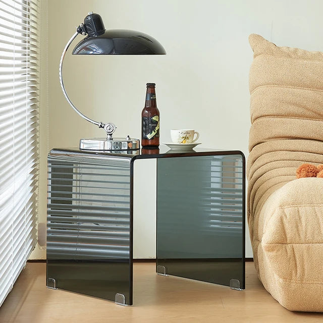 Glass Transparent Low Coffee Table Mobile Wheel Sofa Tray Unique Side Table Kitchen Bedroom Stolik Kawowy Living Room Furniture