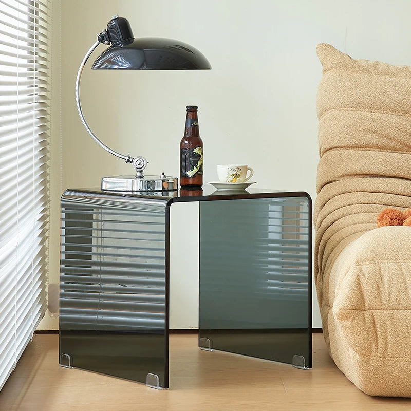 Glass Transparent Low Coffee Table Mobile Wheel Sofa Tray Unique Side Table Kitchen Bedroom Stolik Kawowy Living Room Furniture