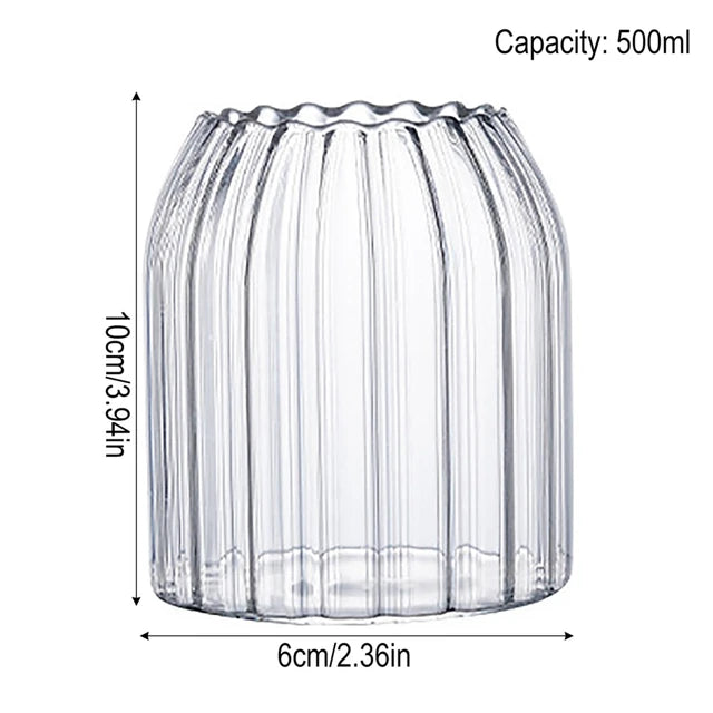 Heat-Resistant Glass Cup Vertical Stripes Coffee Cups Drinking Water Cup Transparent Tea Juice Milk Mug Tumbler