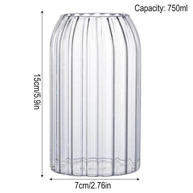 Heat-Resistant Glass Cup Vertical Stripes Coffee Cups Drinking Water Cup Transparent Tea Juice Milk Mug Tumbler