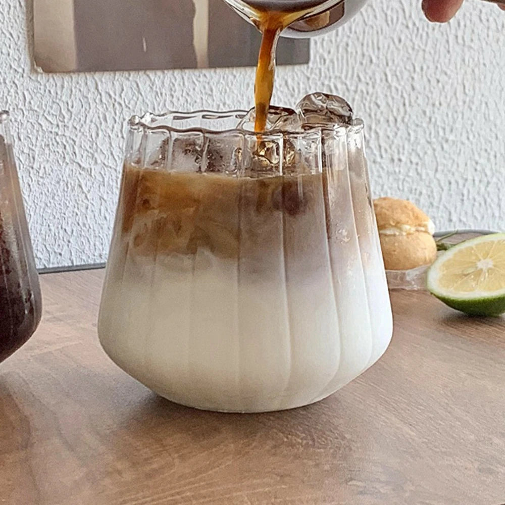 Heat-Resistant Glass Cup Vertical Stripes Coffee Cups Drinking Water Cup Transparent Tea Juice Milk Mug Tumbler