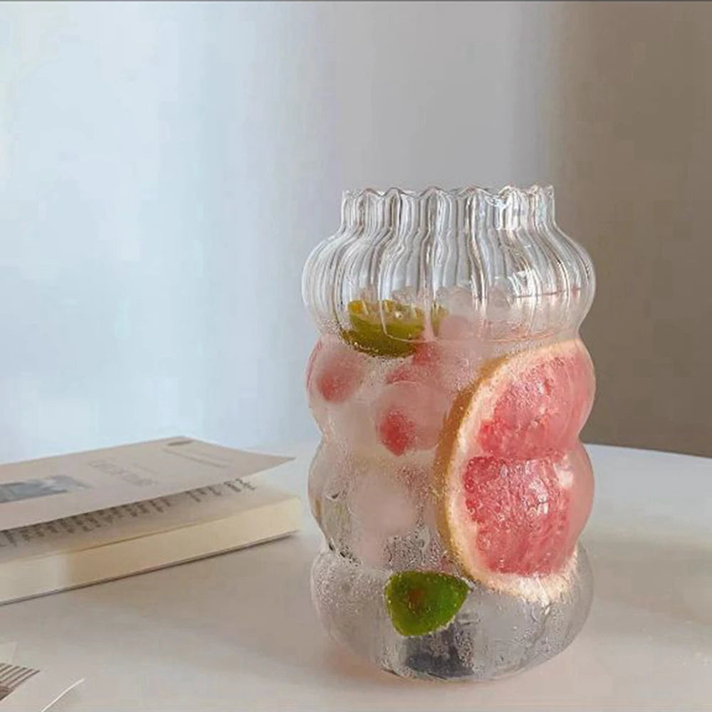 Heat-Resistant Glass Cup Vertical Stripes Coffee Cups Drinking Water Cup Transparent Tea Juice Milk Mug Tumbler