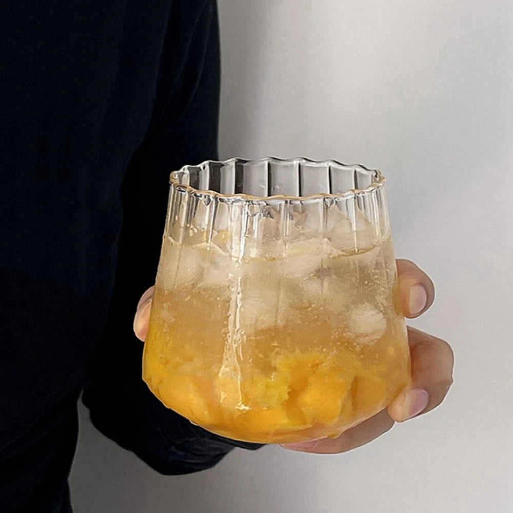 Heat-Resistant Glass Cup Vertical Stripes Coffee Cups Drinking Water Cup Transparent Tea Juice Milk Mug Tumbler