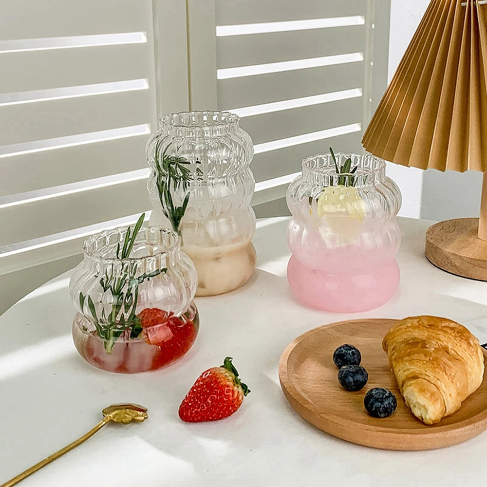 Heat-Resistant Glass Cup Vertical Stripes Coffee Cups Drinking Water Cup Transparent Tea Juice Milk Mug Tumbler
