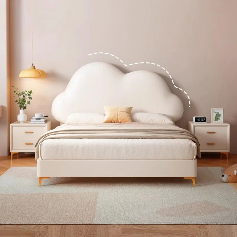 High End Double Bed Headboard Leather Glamorous King Size Twin Bed Frame Platform Kids Girl Camas De Casal Home Furniture