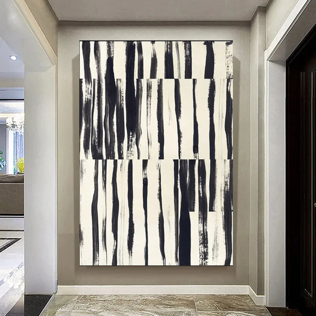 Hot Sale Large Size Handmade Pure White Line Texture Canvas Abstract Oil Painting Modern Fashion Home Decoration Frameless Offic