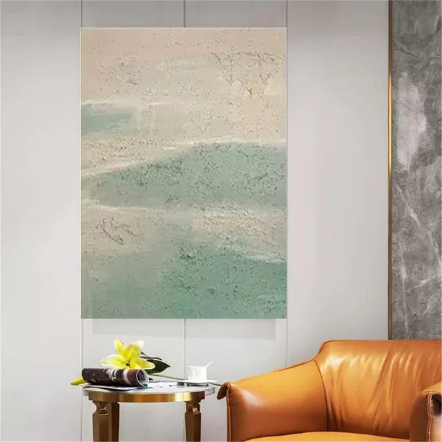 Hot Sale Large Size Handmade Pure White Line Texture Canvas Abstract Oil Painting Modern Fashion Home Decoration Frameless Offic