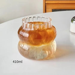 Ins Glazen Beker Hittebestendige Tumbler Drinkwaren Transparante Thee Sap Melk Koffie Mok Thuis Water Glazen Streep Mok 410/650/530Ml