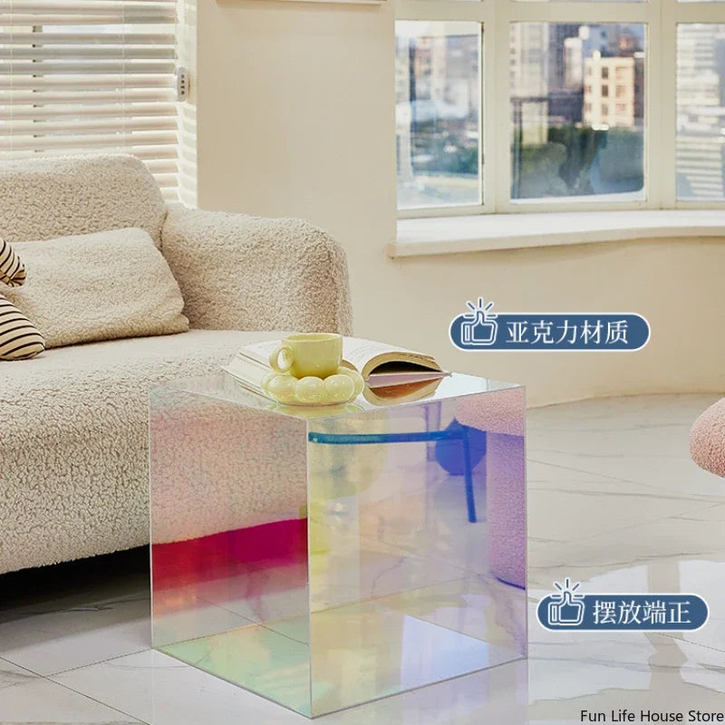 Ins Stijl Internet Celebrity Kleurrijke Salontafel Eenvoudige Vierkante Tafel Woonkamer Hoektafel Creatieve Acryl Sofa Bijzettafel