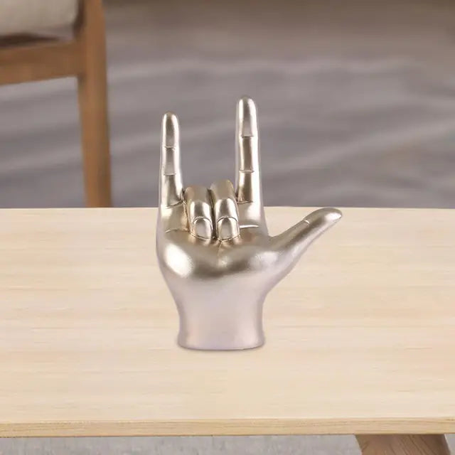 Love You Finger Gebaar Standbeeld Beeldje Rock Op Hand Sculptuur Muziek Gebaar Figuur Voor Slaapkamer Desktop Woondecoratie