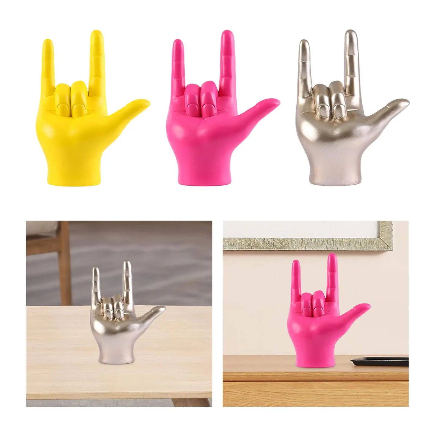 Love You Finger Gebaar Standbeeld Beeldje Rock Op Hand Sculptuur Muziek Gebaar Figuur Voor Slaapkamer Desktop Woondecoratie